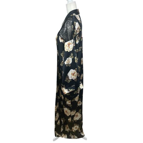 VTG Valentino Intimo Neiman Marcus Floral Lace Long Robe Women's XLP NO BELT - Picture 7 of 16
